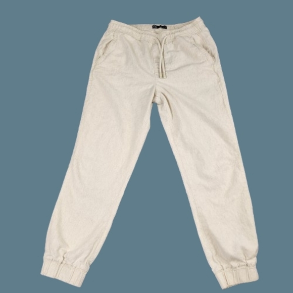 Zara Pants - Zara Cream Drawstring Joggers Cotton/Linen Blend Size Medium